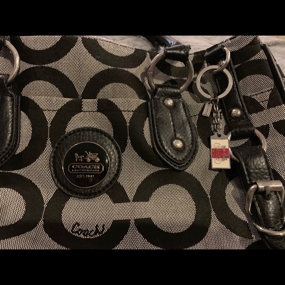 Large black and gray Coach shoulder bag - Picture 2 of 7